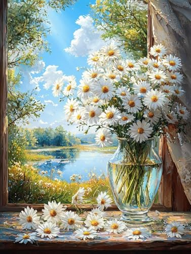 Diamond Painting Erwachsene Blume, Diamant Painting Bilder Kinder Anlage, DIY Runde Steine Basteln Erwachsene Anfänger Set, 5D Diamond Art Bastelset, für ﻿Weihnachten Decorations Geschenk 60X80cm E-76 von Zhngxogg