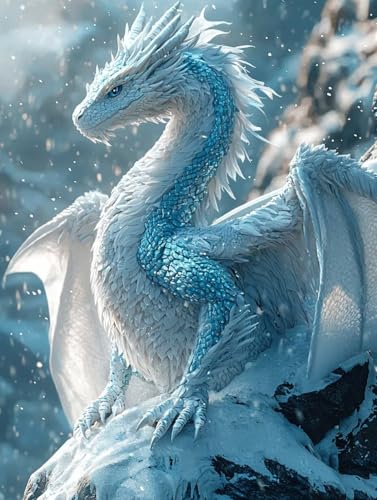Diamond Painting Erwachsene Drachen, Diamant Painting Bilder Kinder Tier, DIY Runde Steine Basteln Erwachsene Anfänger Set, 5D Diamond Art Bastelset, für ﻿Weihnachten Decorations Geschenk 30X40cm W-36 von Zhngxogg