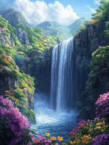 Diamond Painting Erwachsene Fallen, Diamant Painting Bilder Kinder Landschaft, DIY Runde Steine Basteln Erwachsene Anfänger Set, 5D Diamond Art Bastelset, für ﻿Weihnachten Decorations 60X80cm W-24 von Zhngxogg