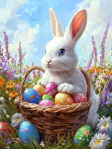Diamond Painting Erwachsene Kaninchen, Diamant Painting Bilder Kinder Tier, DIY Runde Steine Basteln Erwachsene Anfänger Set, 5D Diamond Art Bastelset, für ﻿Weihnachten Decorations 80X110cm P-50 von Zhngxogg