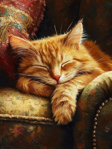 Diamond Painting Erwachsene Katze, Diamant Painting Bilder Kinder Tier, DIY Runde Steine Basteln Erwachsene Anfänger Set, 5D Diamond Art Bastelset, für ﻿Weihnachten Decorations Geschenk 60X80cm E-52 von Zhngxogg