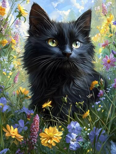 Diamond Painting Erwachsene Katze, Diamant Painting Bilder Kinder Tier, DIY Runde Steine Basteln Erwachsene Anfänger Set, 5D Diamond Art Bastelset, für ﻿Weihnachten Decorations Geschenk 80X110cm P-22 von Zhngxogg
