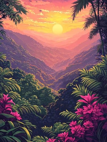 Diamond Painting Erwachsene Landschaft, Diamant Painting Bilder Kinder Sonnenuntergang, DIY Runde Steine Basteln Erwachsene Anfänger Set, 5D Diamond Art Bastelset, ﻿Weihnachten Geschenk 30X40cm W-80 von Zhngxogg