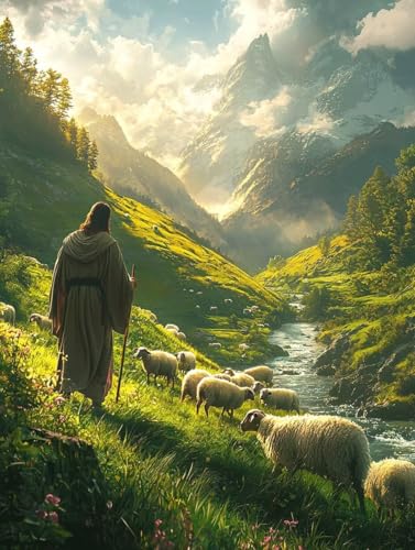 Diamond Painting Erwachsene Religion, Diamant Painting Bilder Kinder Landschaft, DIY Runde Steine Basteln Erwachsene Anfänger Set, 5D Diamond Art Bastelset, für ﻿Weihnachten Geschenk 60X80cm W-50 von Zhngxogg