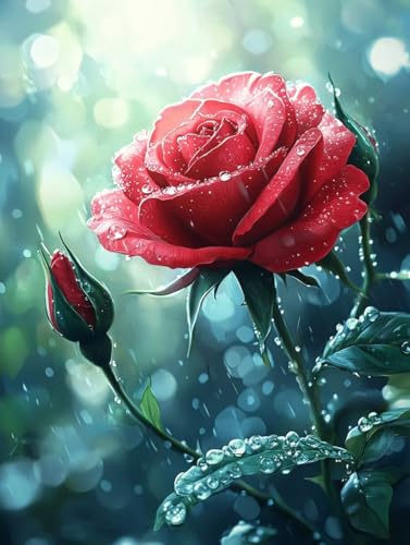 Diamond Painting Erwachsene Rose, Diamant Painting Bilder Kinder Anlage, DIY Runde Steine Basteln Erwachsene Anfänger Set, 5D Diamond Art Bastelset, für ﻿Weihnachten Decorations Geschenk 60X80cm W-52 von Zhngxogg