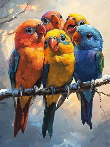 Diamond Painting Erwachsene Vogel, Diamant Painting Bilder Kinder Tier, DIY Runde Steine Basteln Erwachsene Anfänger Set, 5D Diamond Art Bastelset, für ﻿Weihnachten Decorations Geschenk 60X80cm E-84 von Zhngxogg