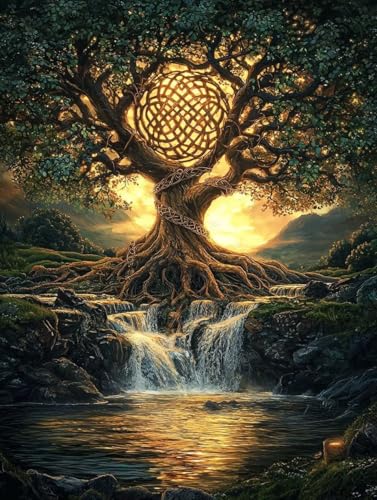 Diamond Painting Fallen, 5D Diamond Painting Erwachsene kinder Bilder, Baum Crystal Art Basteln Erwachsene Set, DIY Runde Mosaikherstellung Bastelset für Weihnachten Wand Dekor Geschenk 60X80cm W-75 von Zhngxogg