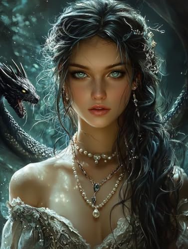 Diamond Painting Frau, Diamond Painting Eckige Steine Set Drachen, 5D Diamant Malerei Erwachsene und Kinder Set, DIY Mosaikherstellung Basteln Erwachsene, für Haus Wand Decor und Geschenk 40X50cm E-87 von Zhngxogg