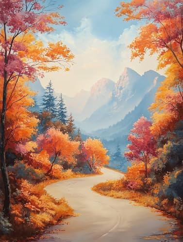 Diamond Painting Herbst, 5D Diamond Painting Erwachsene kinder Bilder, Landschaft Crystal Art Basteln Erwachsene Set, DIY Runde Mosaikherstellung Bastelset für Weihnachten Dekor Geschenk 60X80cm W-91 von Zhngxogg