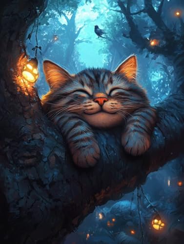 Diamond Painting Katze, 5D Diamond Painting Erwachsene kinder Bilder, Tier Crystal Art Basteln Erwachsene Set, DIY Runde Mosaikherstellung Bastelset für Weihnachten Wand Dekor Geschenk 60X80cm E-29 von Zhngxogg