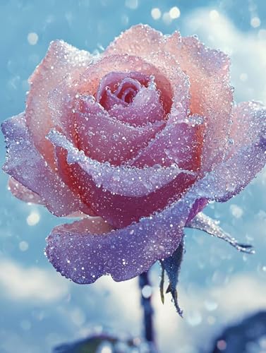 Diamond Painting Rose, 5D Diamond Painting Erwachsene kinder Bilder, Anlage Crystal Art Basteln Erwachsene Set, DIY Runde Mosaikherstellung Bastelset für Weihnachten Wand Dekor Geschenk 40X50cm W-61 von Zhngxogg