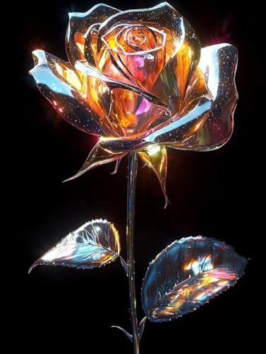 Diamond Painting Rose, 5D Diamond Painting Erwachsene kinder Bilder, Blitz Crystal Art Basteln Erwachsene Set, DIY Runde Mosaikherstellung Bastelset für Weihnachten Wand Dekor Geschenk 60X80cm E-99 von Zhngxogg