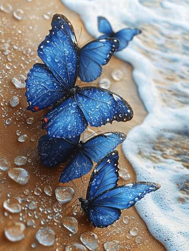 Diamond Painting Schmetterling, 5D Diamond Painting Erwachsene kinder Bilder, Strand Crystal Art Basteln Erwachsene Set, DIY Runde Mosaikherstellung Bastelset, für Weihnachten Dekor 40X50cm E-81 von Zhngxogg