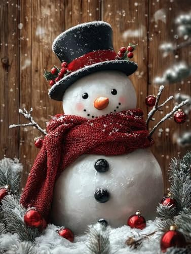 Diamond Painting Schneemann, 5D Diamond Painting Erwachsene kinder Bilder, Winter Crystal Art Basteln Erwachsene Set, DIY Runde Mosaikherstellung Bastelset für Weihnachten Dekor Geschenk 15X20cm P-49 von Zhngxogg