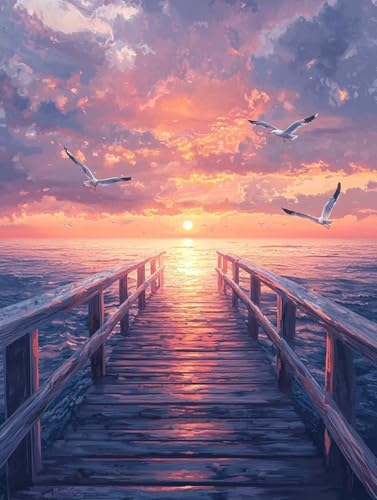 Diamond Painting Sonnenuntergang, 5D Diamond Painting Erwachsene kinder Bilder, Pier Crystal Art Basteln Erwachsene Set, DIY Runde Mosaikherstellung Bastelset für Weihnachten Dekor 80X110cm Q-05 Diamond Painting Sonnenuntergang, 5D Diamond Painting Erwachsene kinder Bilder, Pier Crystal Art Basteln Erwachsene Set, DIY Runde Mosaikherstellung Bastelset für Weihnachten Dekor 80X110cm Q-05 von Zhngxogg