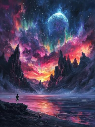 Diamond Painting Sternenhimmel, 5D Diamond Painting Erwachsene kinder Bilder, Abstrakt Crystal Art Basteln Erwachsene Set, DIY Runde Mosaikherstellung Bastelset für Weihnachten Dekor 80X110cm W-37 von Zhngxogg