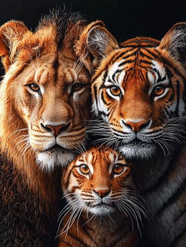 Diamond Painting Tiger, 5D Diamond Painting Erwachsene kinder Bilder, Tier Crystal Art Basteln Erwachsene Set, DIY Runde Mosaikherstellung Bastelset für Weihnachten Wand Dekor Geschenk 60X80cm W-17 von Zhngxogg