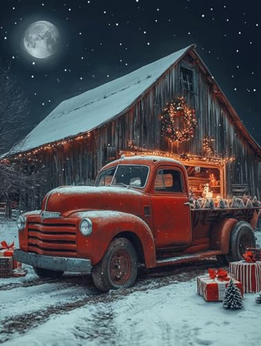 Diamond Painting Winter, 5D Diamond Painting Erwachsene kinder Bilder, Nacht Crystal Art Basteln Erwachsene Set, DIY Runde Mosaikherstellung Bastelset für Weihnachten Wand Dekor Geschenk 40X50cm W-85 von Zhngxogg