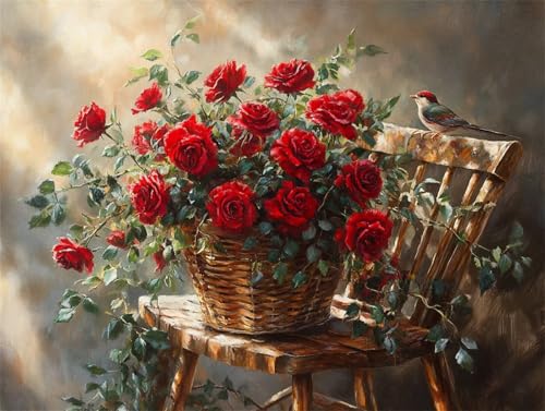 Diamond Painting 30x20 cm, Blume Diamond Painting Erwachsene Anfänger Diamant Malerei Set, 5D DIY Rose Full Drill Diamant Kunst Bilder, Bastelset Erwachsene für Zimmer Deko, Geschenk für Frauen E-6 von Zhngzoyn