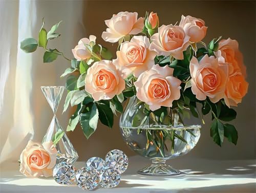Diamond Painting 30x20 cm, Blume Diamond Painting Erwachsene Anfänger Diamant Malerei Set, 5D DIY Rose Full Drill Diamant Kunst Bilder, Bastelset Erwachsene für Zimmer Deko, Geschenk für Frauen W-8 von Zhngzoyn
