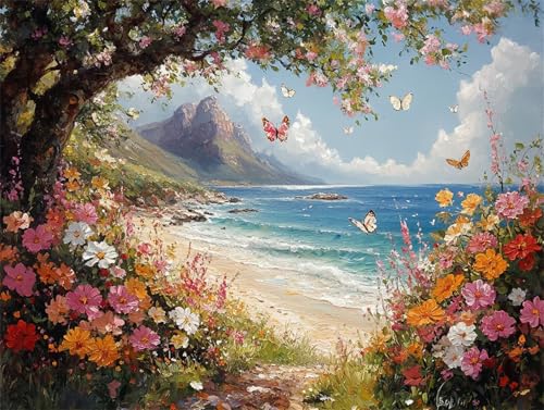 Diamond Painting 40x30 cm, Blume Diamond Painting Erwachsene Anfänger Diamant Malerei Set, 5D DIY Meer Full Drill Diamant Kunst Bilder, Bastelset Erwachsene für Zimmer Deko, Geschenk für Frauen H-7 von Zhngzoyn