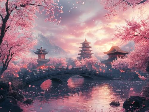 Diamond Painting 40x30 cm, Japan Diamond Painting Erwachsene Diamant Malerei Set, 5D DIY Landschaft Full Drill Diamant Kunst Bilder, Bastelset Erwachsene für Zimmer Deko, Geschenk für Frauen K-9 von Zhngzoyn