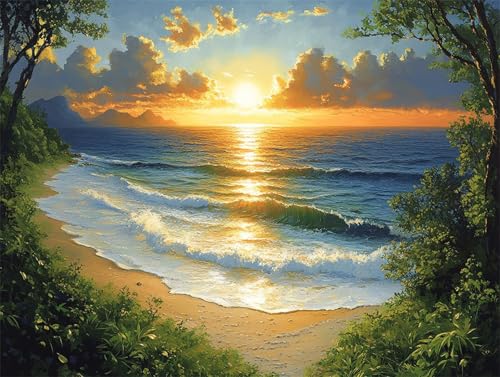 Diamond Painting 50x40 cm, Sonnenuntergang Diamond Painting Erwachsene Diamant Malerei Set, 5D DIY Meer Full Drill Diamant Kunst Bilder, Bastelset Erwachsene für Zimmer Deko, Geschenk für Frauen Q-5 Diamond Painting 50x40 cm, Sonnenuntergang Diamond Painting Erwachsene Diamant Malerei Set, 5D DIY Meer Full Drill Diamant Kunst Bilder, Bastelset Erwachsene für Zimmer Deko, Geschenk für Frauen Q-5 von Zhngzoyn