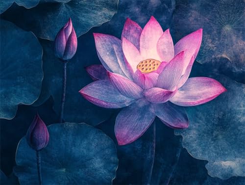 Diamond Painting 60x45 cm, Blume Diamond Painting Erwachsene Anfänger Diamant Malerei Set, 5D DIY Lotus Full Drill Diamant Kunst Bilder, Bastelset Erwachsene für Zimmer Deko, Geschenk für Frauen O-7 von Zhngzoyn