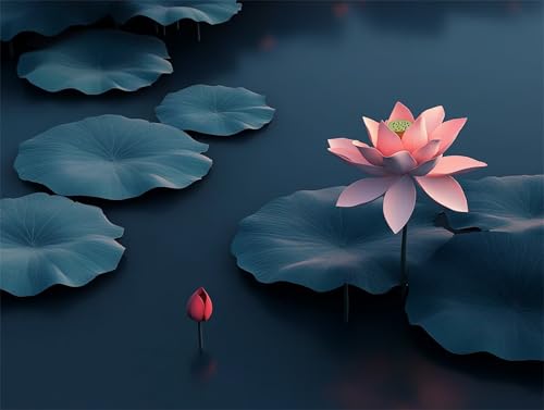 Diamond Painting 60x45 cm, Lotus Diamond Painting Erwachsene Anfänger Diamant Malerei Set, 5D DIY Blume Full Drill Diamant Kunst Bilder, Bastelset Erwachsene für Zimmer Deko, Geschenk für Frauen D-6 von Zhngzoyn