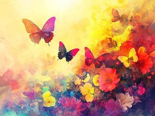 Diamond Painting 60x45 cm, Schmetterling Diamond Painting Erwachsene Diamant Malerei Set, 5D DIY Blume Full Drill Diamant Kunst Bilder, Bastelset Erwachsene für Zimmer Deko, Geschenk für Frauen R-4 von Zhngzoyn