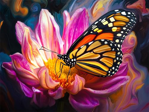Diamond Painting 70x50 cm, Schmetterling Diamond Painting Erwachsene Diamant Malerei Set, 5D DIY Blume Full Drill Diamant Kunst Bilder, Bastelset Erwachsene für Zimmer Deko, Geschenk für Frauen J-6 von Zhngzoyn