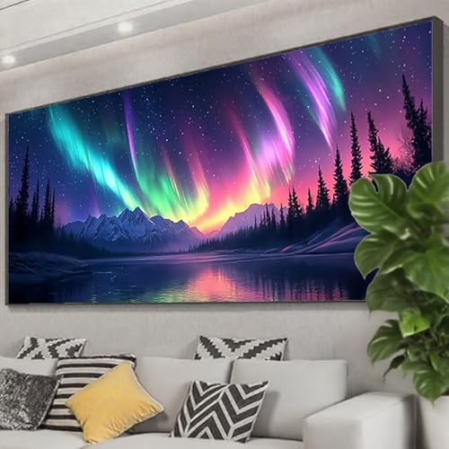 Diamond Painting 75x30 cm, 5D Diamant Painting Bilder Aurora Diamant Art Malerei Landschaft, DIY Eckige Steine Stickerei Kreuzstich Bastelset Erwachsene für Zimmer Deko, Geschenke für Frauen Z0-120 Diamond Painting 75x30 cm, 5D Diamant Painting Bilder Aurora Diamant Art Malerei Landschaft, DIY Eckige Steine Stickerei Kreuzstich Bastelset Erwachsene für Zimmer Deko, Geschenke für Frauen Z0-120 von Zhngzoyn