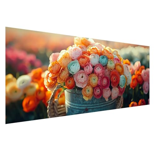 Diamond Painting 75x30 cm, 5D Diamant Painting Bilder Blume Diamant Art Malerei Farbe, DIY Eckige Steine Crystal Stickerei Kreuzstich Bastelset Erwachsene für Zimmer Deko,Geschenke für Frauen Z0-627 von Zhngzoyn