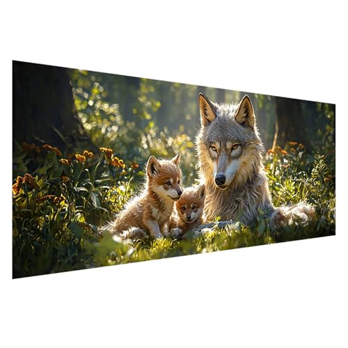 Diamond Painting 75x30 cm, 5D Diamant Painting Bilder Wolf Diamant Art Malerei Tier, DIY Eckige Steine Crystal Stickerei Kreuzstich Bastelset Erwachsene für Zimmer Deko,Geschenke für Frauen Z0-105 von Zhngzoyn