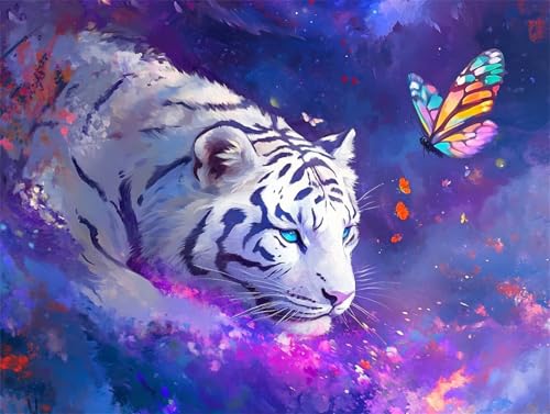 Diamond Painting 80x60 cm, Tiger Diamond Painting Erwachsene Anfänger Diamant Malerei Set, 5D DIY Tier Full Drill Diamant Kunst Bilder, Bastelset Erwachsene für Zimmer Deko, Geschenk für Frauen T-1 von Zhngzoyn