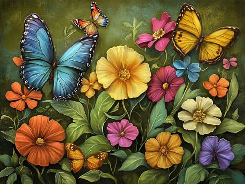 Diamond Painting 90x70 cm, Schmetterling Diamond Painting Erwachsene Diamant Malerei Set, 5D DIY Blume Full Drill Diamant Kunst Bilder, Bastelset Erwachsene für Zimmer Deko, Geschenk für Frauen N-6 von Zhngzoyn