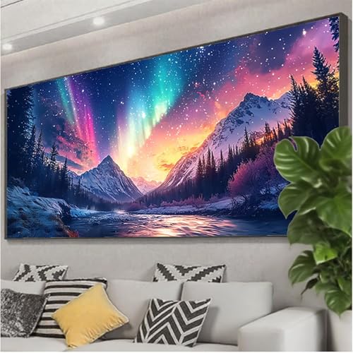 Diamond Painting Aurora Diamond Painting Erwachsene Groß XXL 225x90 cm, 5D Berg Diamant Malerei Bilder Basteln Mädchen ab 8 Jahre, DIY Eckige Steine Cross Stitch Malerei für Deko Wohnzimmer Z0-578 Diamond Painting Aurora Diamond Painting Erwachsene Groß XXL 225x90 cm, 5D Berg Diamant Malerei Bilder Basteln Mädchen ab 8 Jahre, DIY Eckige Steine Cross Stitch Malerei für Deko Wohnzimmer Z0-578 von Zhngzoyn
