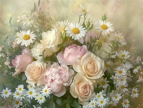 Diamond Painting Blume Diamant Painting Bilder Erwachsene Landschaft, Basteln Mädchen 8 9 10 Jahre, Diamond Art Eckige Steine, DIY Diamant Malerei Bastelset, Deko Wohnzimmer Geschenk 40x30 cm K-0 von Zhngzoyn