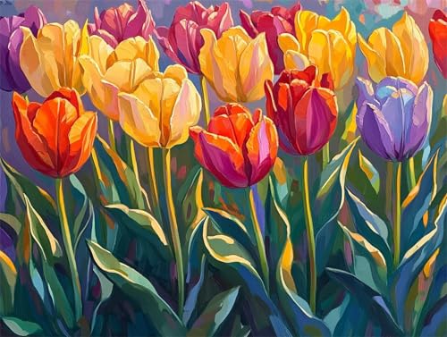 Diamond Painting Blume Diamant Painting Bilder Erwachsene Landschaft, Basteln Mädchen 8 9 10 Jahre, Diamond Art Eckige Steine, DIY Diamant Malerei Bastelset, Deko Wohnzimmer Geschenk 90x70 cm A-9 von Zhngzoyn