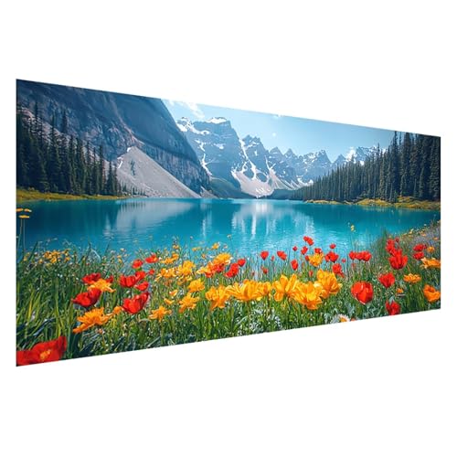 Diamond Painting Blume Diamond Painting Erwachsene 75x30 cm, 5D Berg Diamant Malerei Bilder Basteln Mädchen ab 8 Jahre, DIY Eckige Steine Stickerei Cross Stitch Malerei für Deko Wohnzimmer Z0-109 von Zhngzoyn