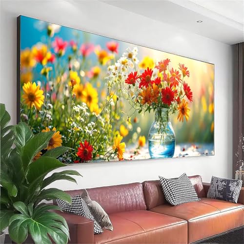 Diamond Painting Blume Diamond Painting Erwachsene Groß XXL 100x40 cm, 5D Landschaft Diamant Malerei Bilder Basteln Mädchen ab 8 Jahre, DIY Runde Crystal Stickerei Malerei für Deko Wohnzimmer N-4 von Zhngzoyn