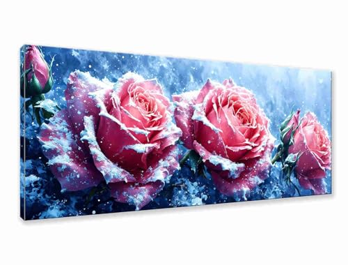 Diamond Painting Blume Diamond Painting Erwachsene Groß XXL 150x60 cm, 5D Rose Diamant Malerei Bilder Basteln Mädchen ab 8 Jahre, DIY Runde Crystal Stickerei Cross Stitch Art für Deko Wohnzimmer M-8 von Zhngzoyn