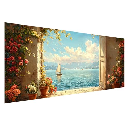Diamond Painting Blume Diamond Painting Erwachsene Groß XXL 175x70 cm, 5D Meer Diamant Malerei Bilder Basteln Mädchen ab 8 Jahre, DIY Eckige Steine Cross Stitch Malerei für Deko Wohnzimmer Z0-887 von Zhngzoyn
