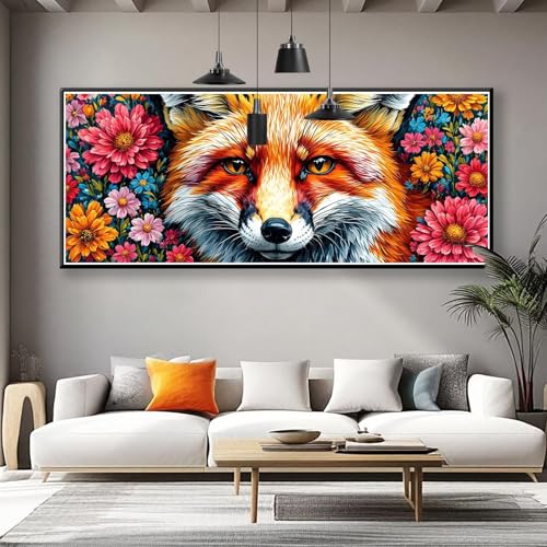 Diamond Painting Füchse Diamond Painting Erwachsene Groß XXL 250x100 cm, 5D Blume Diamant Malerei Basteln Mädchen ab 8 Jahre, DIY Runde Crystal Stickerei Cross Stitch Malerei für Deko Wohnzimmer I-2 von Zhngzoyn