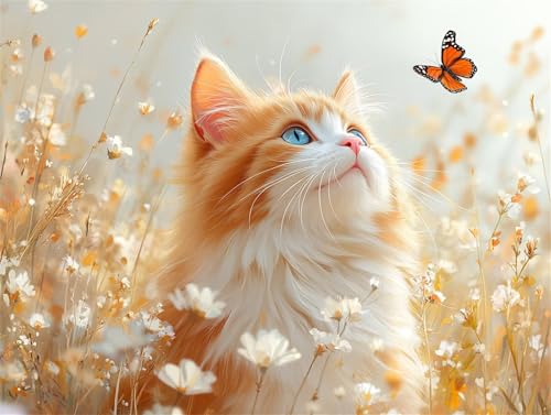 Diamond Painting Katze Diamant Painting Bilder Erwachsene Schmetterling, Basteln Mädchen 8 9 10 Jahre, Diamond Art Eckige Steine, DIY Diamant Malerei Bastelset, Deko Wohnzimmer Geschenk 90x70 cm B-8 Diamond Painting Katze Diamant Painting Bilder Erwachsene Schmetterling, Basteln Mädchen 8 9 10 Jahre, Diamond Art Eckige Steine, DIY Diamant Malerei Bastelset, Deko Wohnzimmer Geschenk 90x70 cm B-8 von Zhngzoyn
