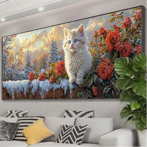 Diamond Painting Katze Diamond Painting Erwachsene Groß XXL 125x50 cm, 5D Blume Diamant Malerei Bilder Basteln Mädchen ab 8 Jahre, DIY Eckige Steine Cross Stitch Malerei für Deko Wohnzimmer Z0-22 Diamond Painting Katze Diamond Painting Erwachsene Groß XXL 125x50 cm, 5D Blume Diamant Malerei Bilder Basteln Mädchen ab 8 Jahre, DIY Eckige Steine Cross Stitch Malerei für Deko Wohnzimmer Z0-22 von Zhngzoyn