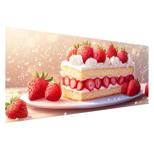 Diamond Painting Kuchen Diamond Painting Erwachsene 75x30 cm, 5D Erdbeere Diamant Malerei Bilder Basteln Mädchen ab 8 Jahre, DIY Eckige Steine Stickerei Cross Stitch Malerei Deko Wohnzimmer Z0-629 von Zhngzoyn
