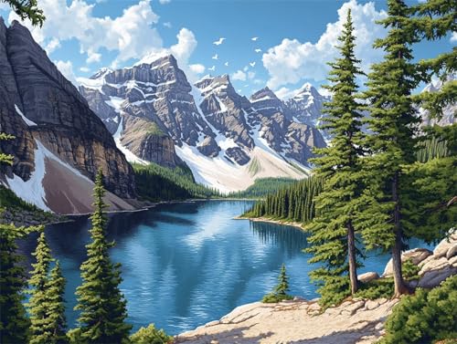 Diamond Painting Landschaft Diamant Painting Bilder Erwachsene Berg, Basteln Mädchen 8 9 10 Jahre, Diamond Art Eckige Steine, DIY Diamant Malerei Bastelset, Deko Wohnzimmer Geschenk 60x45 cm K-4 von Zhngzoyn