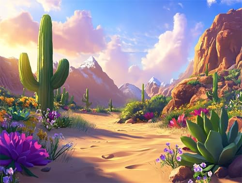 Diamond Painting Landschaft Diamant Painting Bilder Erwachsene Kaktus, Basteln Mädchen 8 9 10 Jahre, Diamond Art Eckige Steine, DIY Diamant Malerei Bastelset, Deko Wohnzimmer Geschenk 90x70 cm I-9 von Zhngzoyn