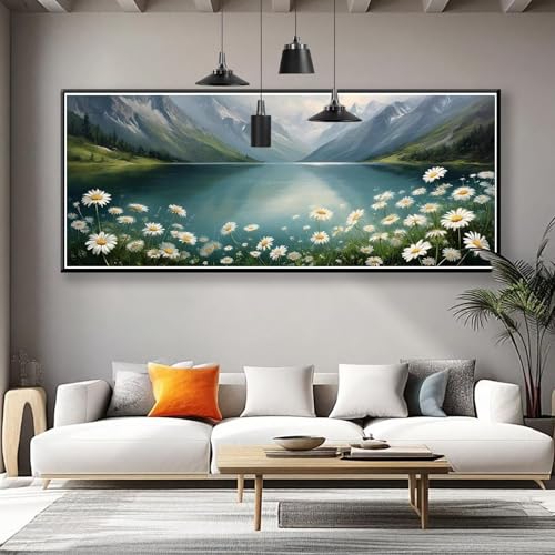 Diamond Painting Landschaft Diamond Painting Erwachsene Groß XXL 225x90 cm, 5D See Diamant Malerei Basteln Mädchen ab 8 Jahre, DIY Runde Crystal Stickerei Cross Stitch Malerei für Deko Wohnzimmer T-4 von Zhngzoyn